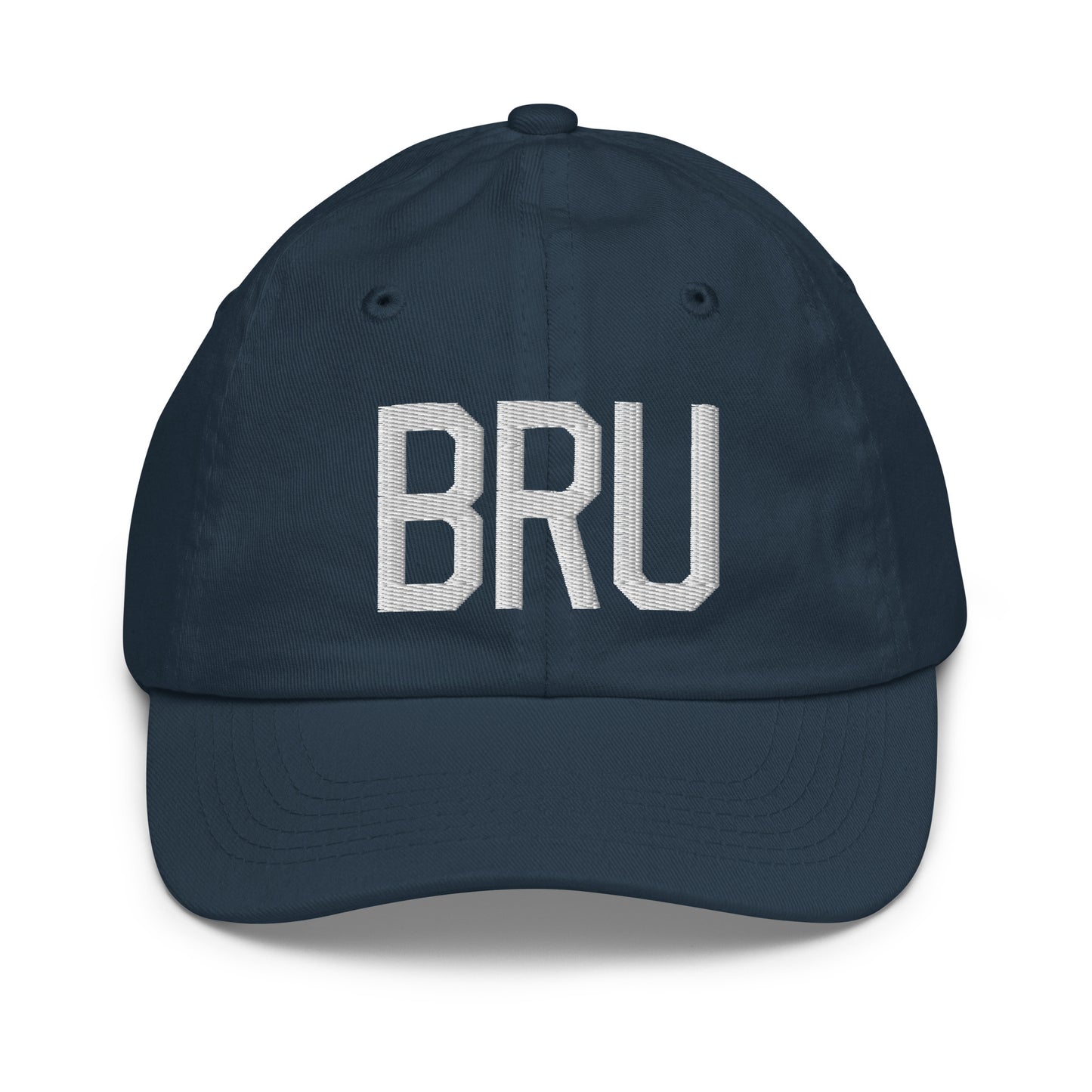 Airport Code Kid's Baseball Cap - White • BRU Brussels • YHM Designs - Image 14