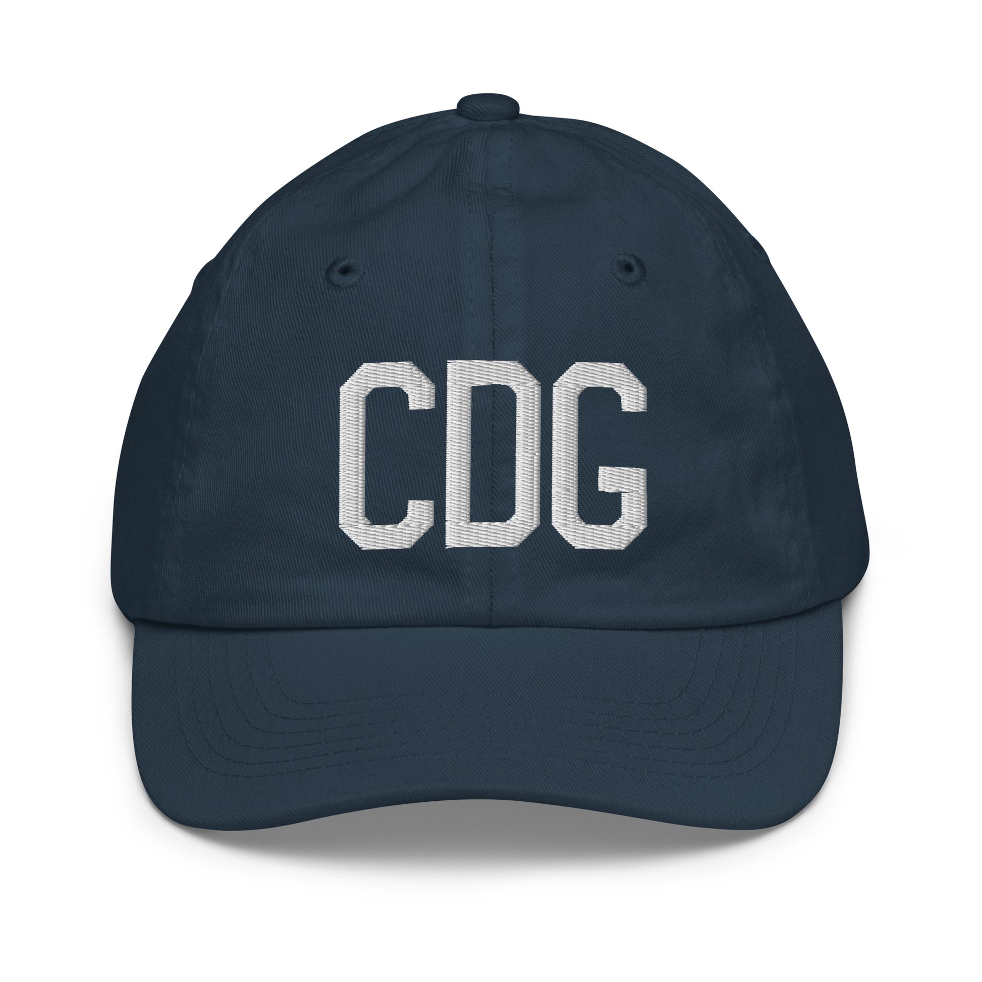 Airport Code Kid's Baseball Cap - White • CDG Paris • YHM Designs - Image 14