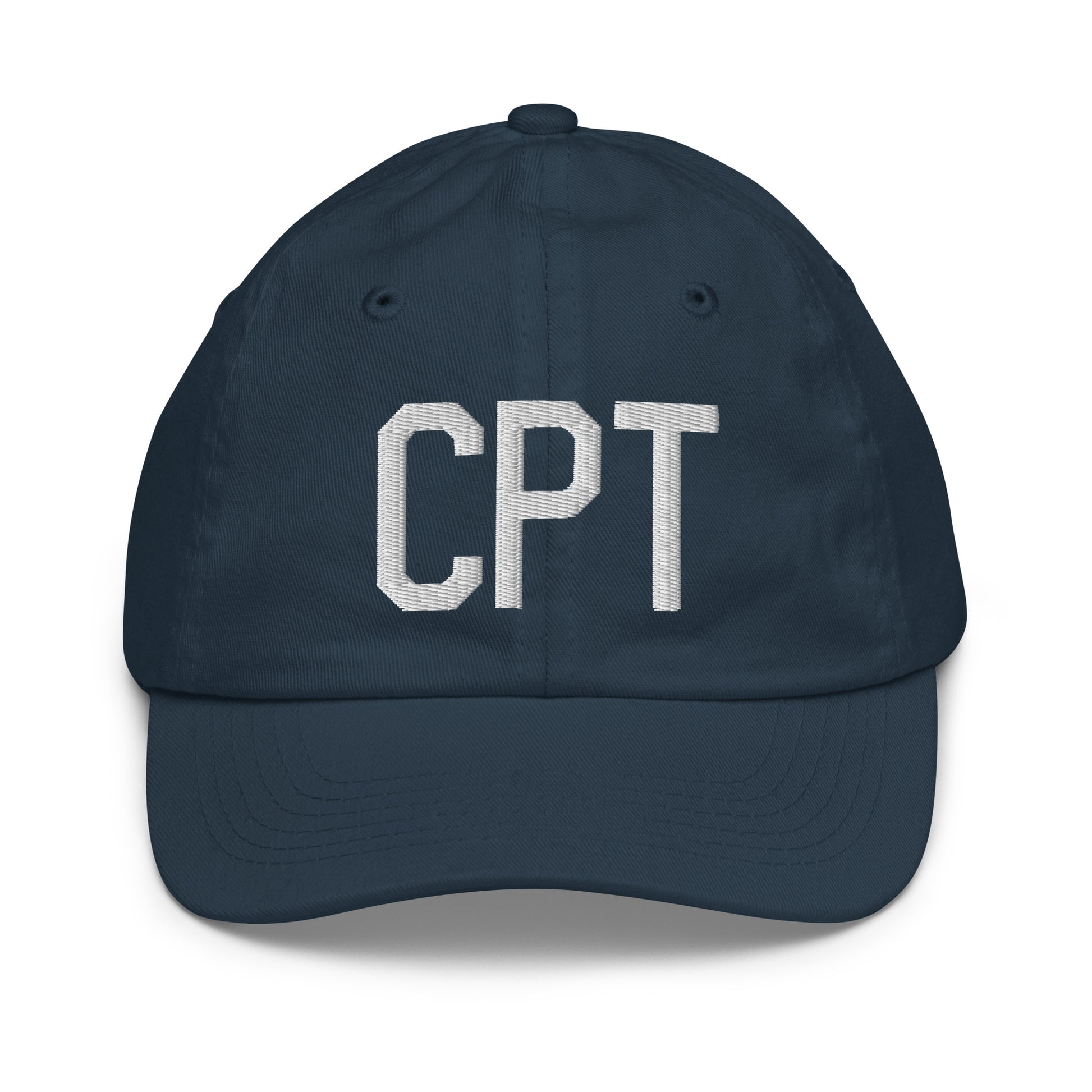 Airport Code Kid's Baseball Cap - White • CPT Cape Town • YHM Designs - Image 14