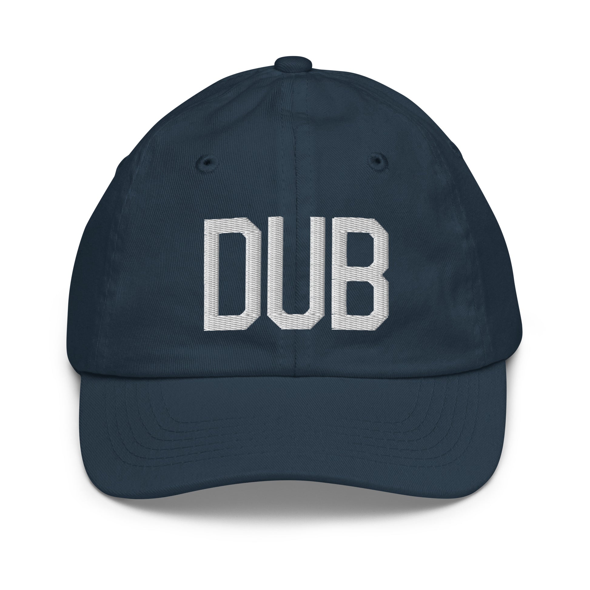 Airport Code Kid's Baseball Cap - White • DUB Dublin • YHM Designs - Image 14