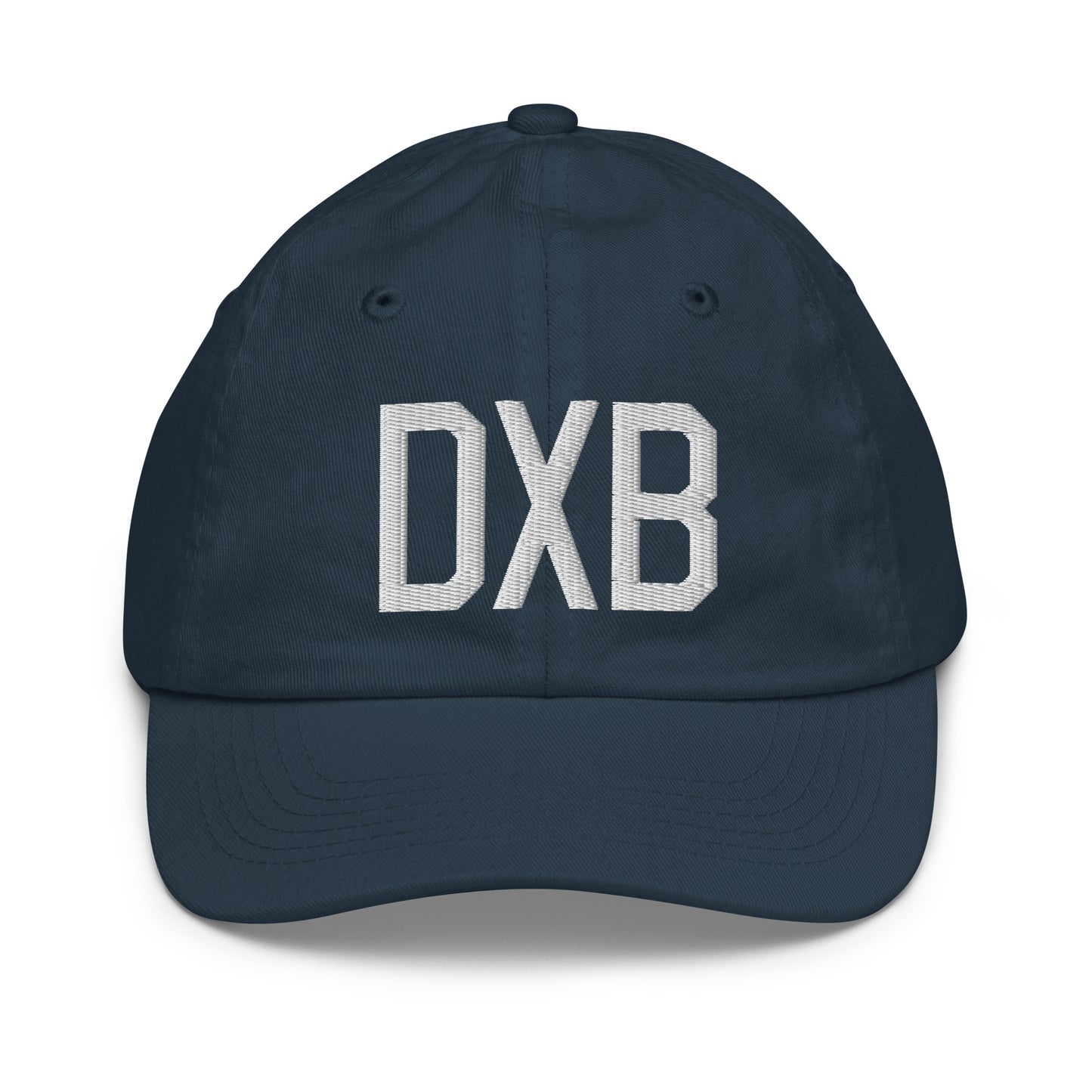 Airport Code Kid's Baseball Cap - White • DXB Dubai • YHM Designs - Image 14