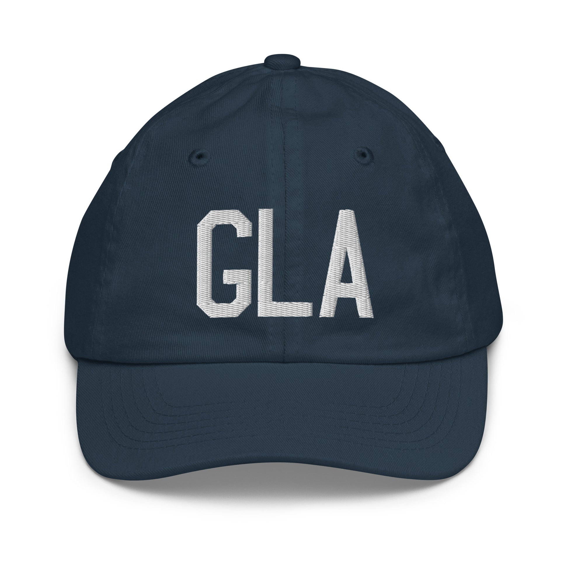 Airport Code Kid's Baseball Cap - White • GLA Glasgow • YHM Designs - Image 14