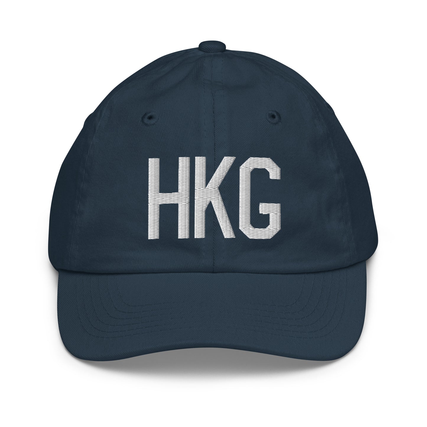 Airport Code Kid's Baseball Cap - White • HKG Hong Kong • YHM Designs - Image 14