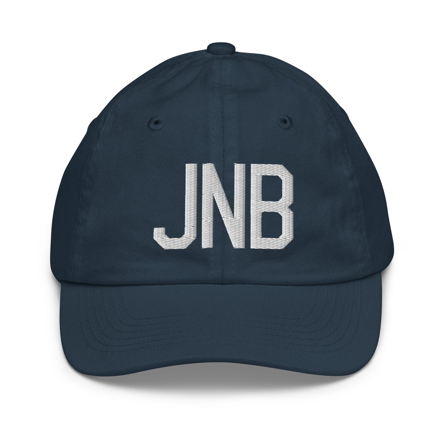 Airport Code Kid's Baseball Cap - White • JNB Johannesburg • YHM Designs - Image 14