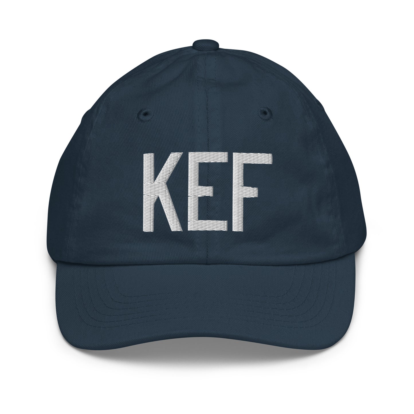Airport Code Kid's Baseball Cap - White • KEF Reykjavik • YHM Designs - Image 14