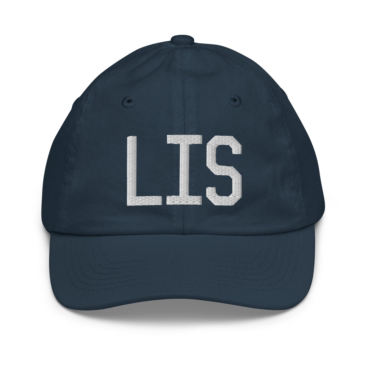 Airport Code Kid's Baseball Cap - White • LIS Lisbon • YHM Designs - Image 14