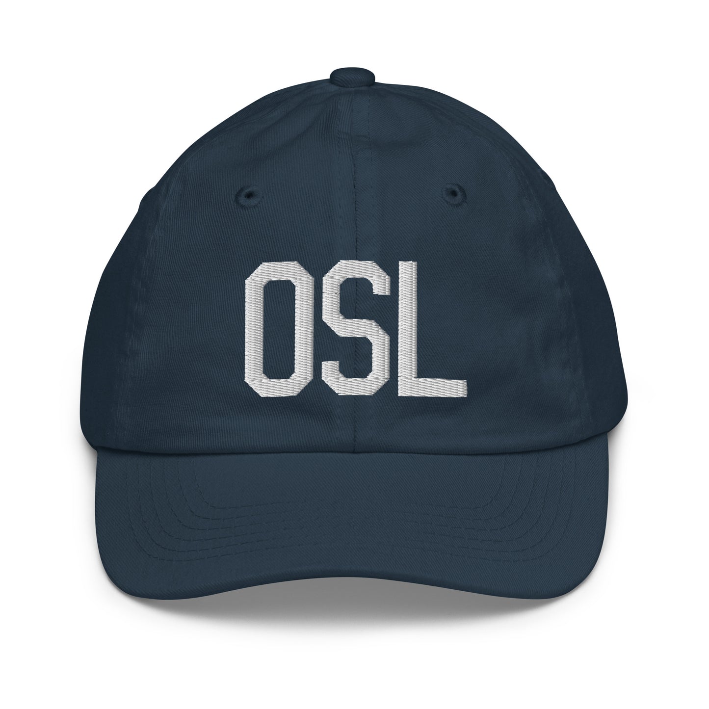 Airport Code Kid's Baseball Cap - White • OSL Oslo • YHM Designs - Image 14