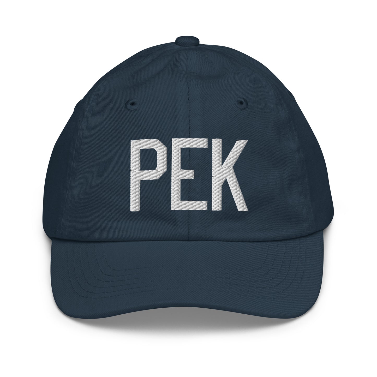 Airport Code Kid's Baseball Cap - White • PEK Beijing • YHM Designs - Image 14