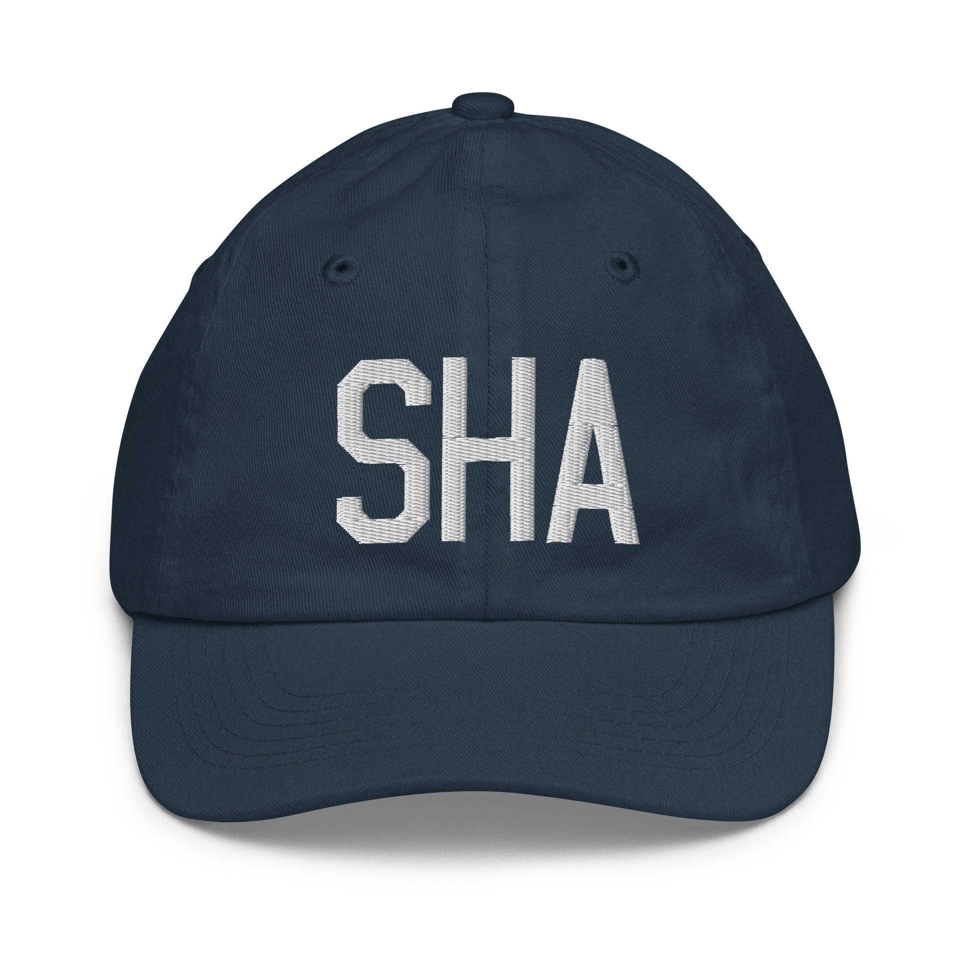 Airport Code Kid's Baseball Cap - White • SHA Shanghai • YHM Designs - Image 14