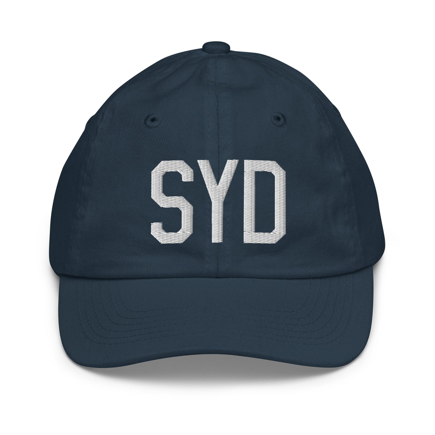 Airport Code Kid's Baseball Cap - White • SYD Sydney • YHM Designs - Image 14