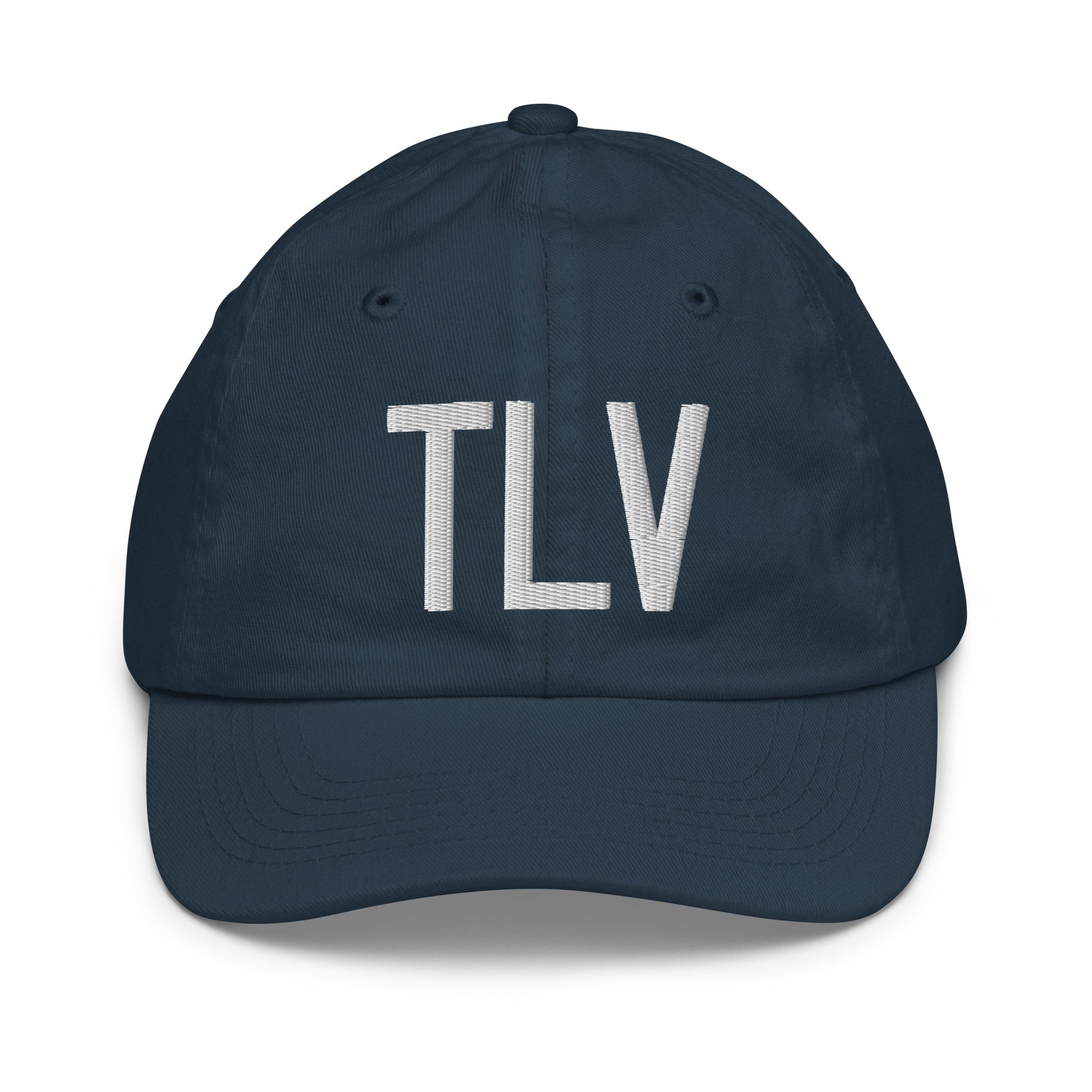 Airport Code Kid's Baseball Cap - White • TLV Tel Aviv • YHM Designs - Image 14