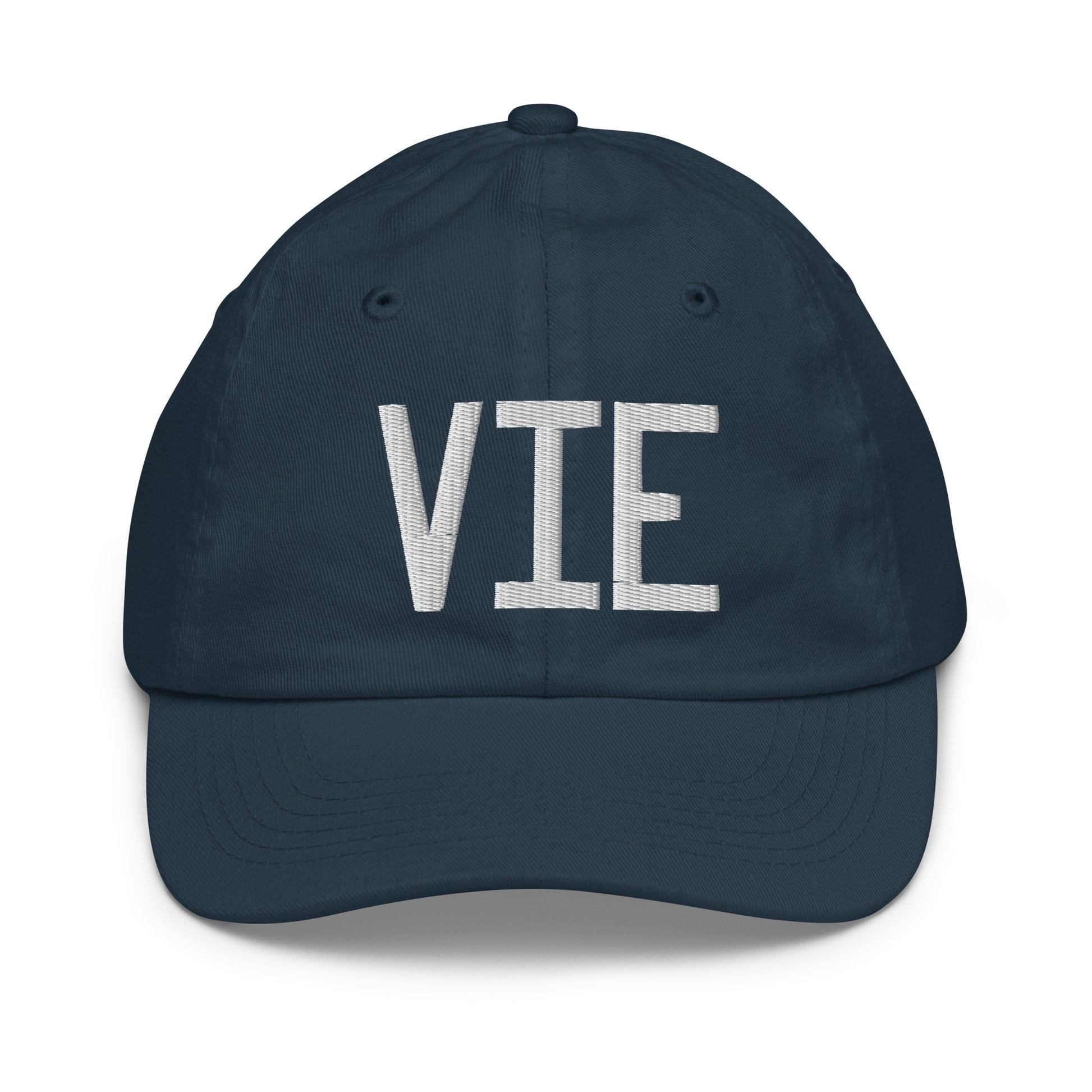 Airport Code Kid's Baseball Cap - White • VIE Vienna • YHM Designs - Image 14
