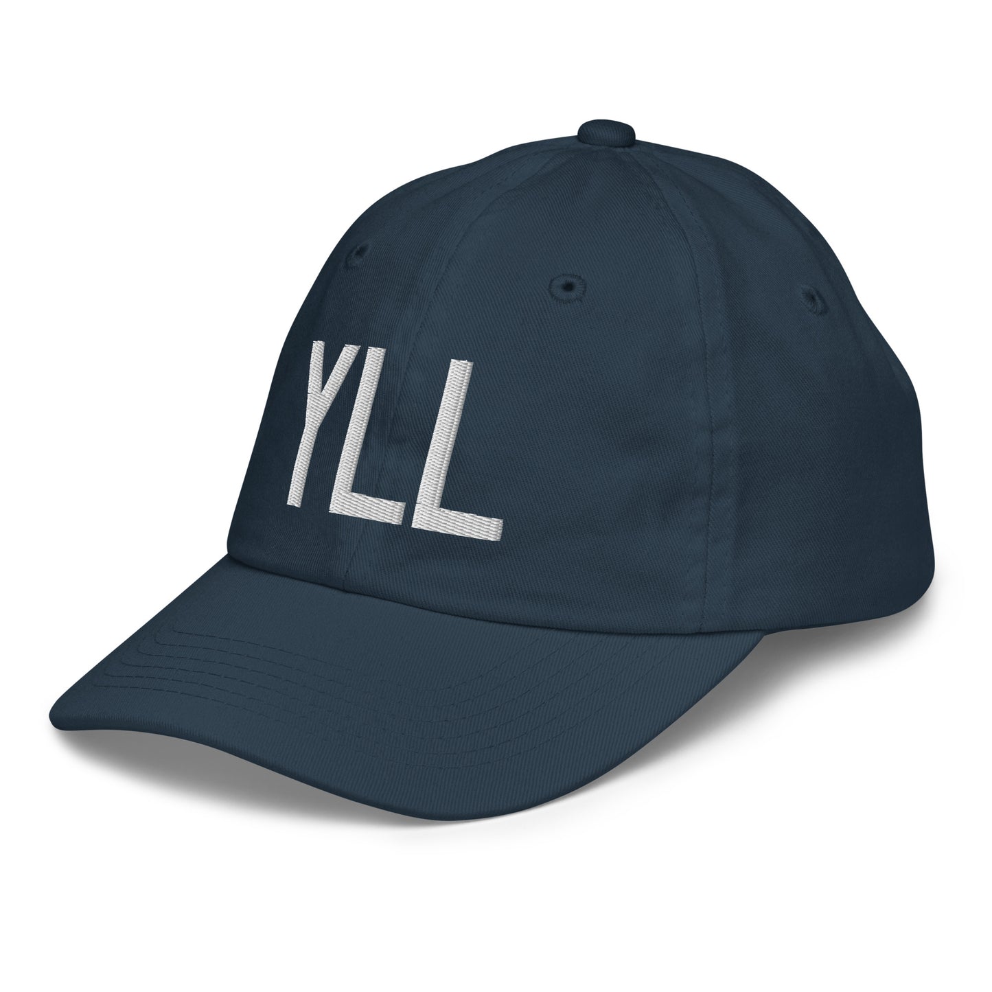Airport Code Kid's Baseball Cap - White • YLL Lloydminster • YHM Designs - Image 16