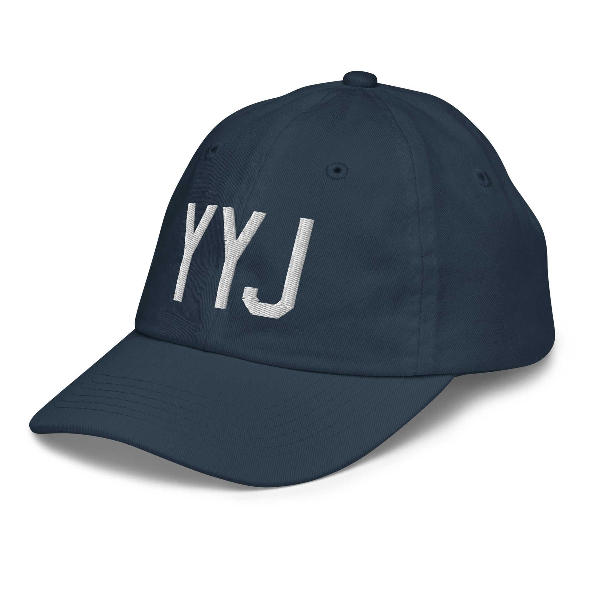 Airport Code Kid's Baseball Cap - White • YYJ Victoria • YHM Designs - Image 16
