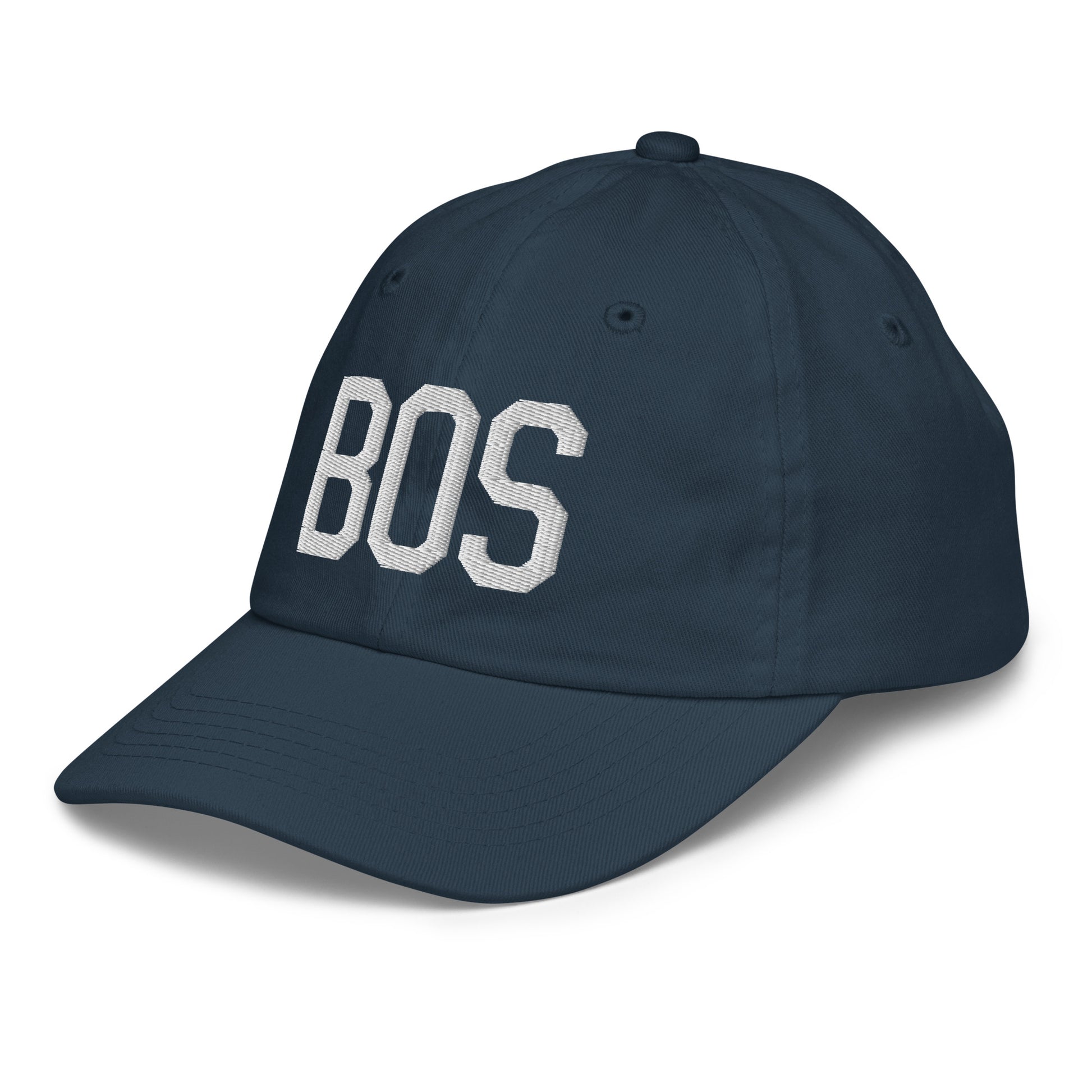 Airport Code Kid's Baseball Cap - White • BOS Boston • YHM Designs - Image 16