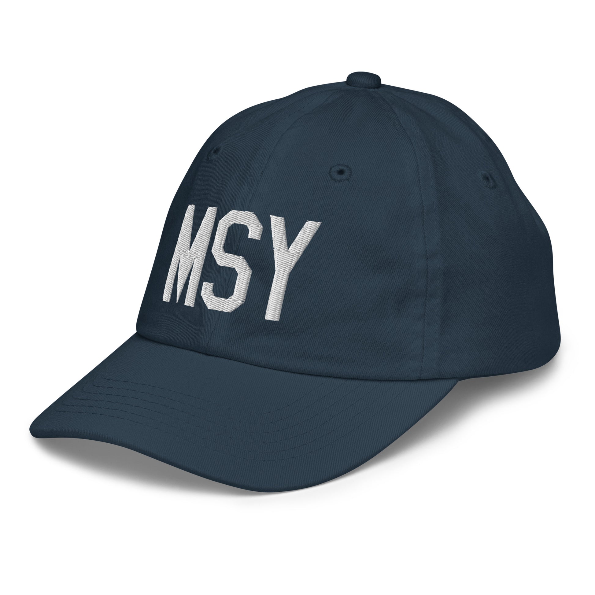 Airport Code Kid's Baseball Cap - White • MSY New Orleans • YHM Designs - Image 16