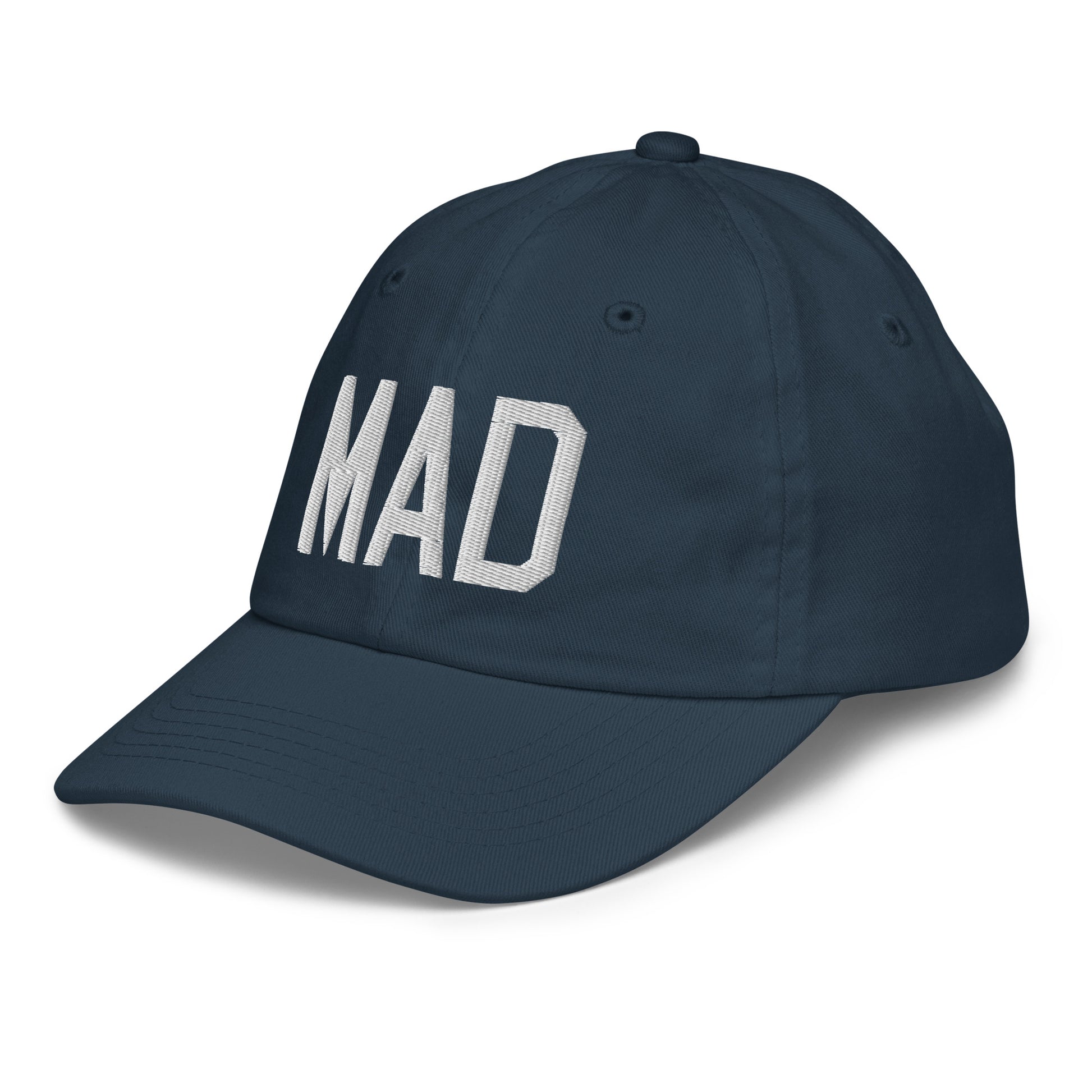 Airport Code Kid's Baseball Cap - White • MAD Madrid • YHM Designs - Image 16