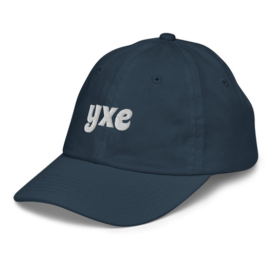 Groovy Kid's Baseball Cap - White • YXE Saskatoon • YHM Designs - Image 01