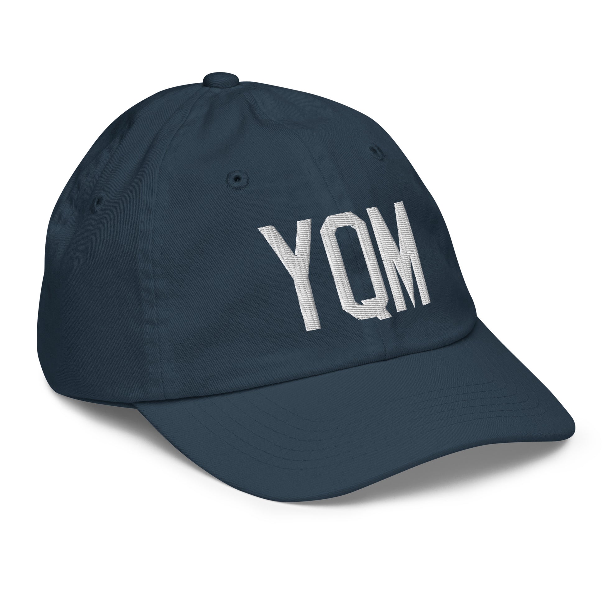 Airport Code Kid's Baseball Cap - White • YQM Moncton • YHM Designs - Image 15