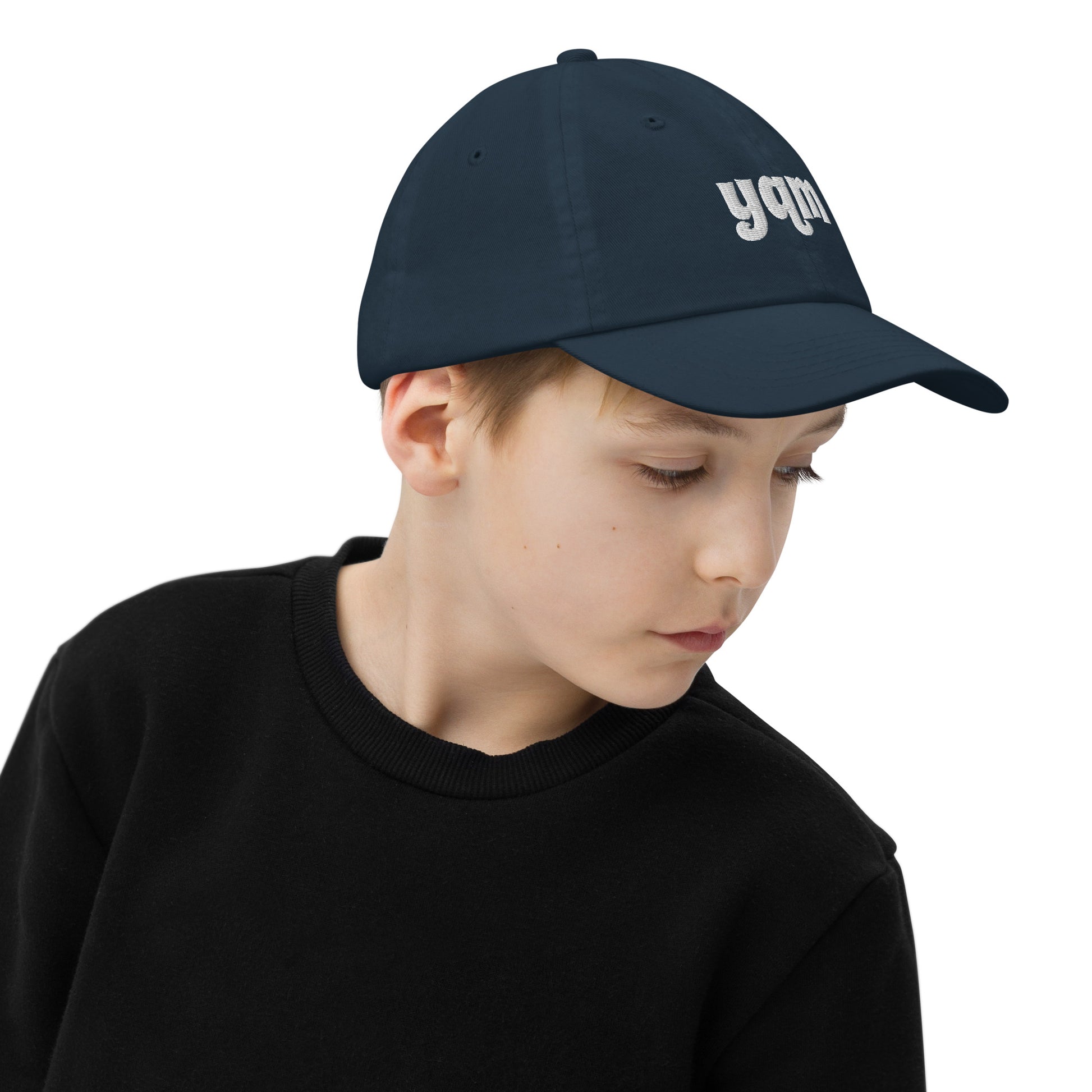 Groovy Kid's Baseball Cap - White • YQM Moncton • YHM Designs - Image 04