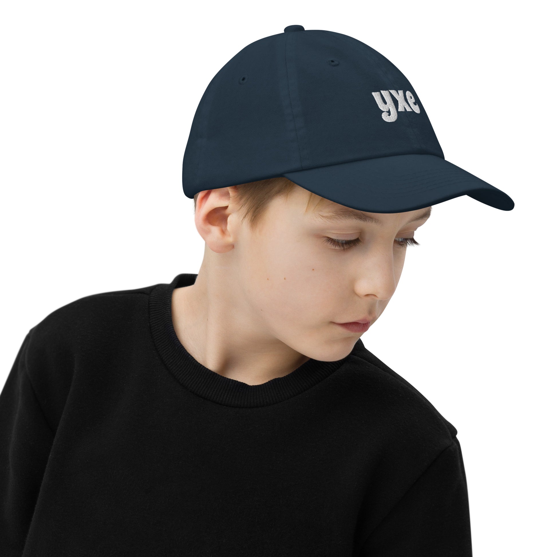 Groovy Kid's Baseball Cap - White • YXE Saskatoon • YHM Designs - Image 04