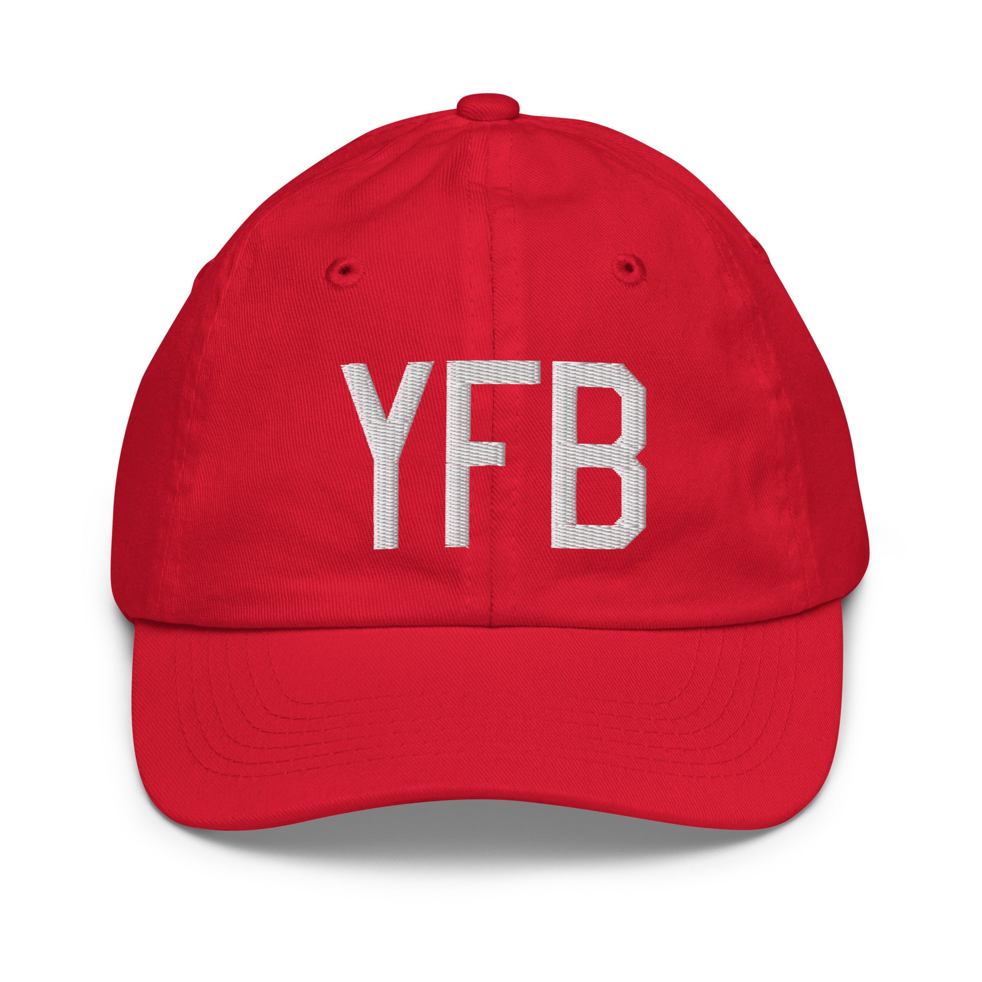 Airport Code Kid's Baseball Cap - White • YFB Iqaluit • YHM Designs - Image 17