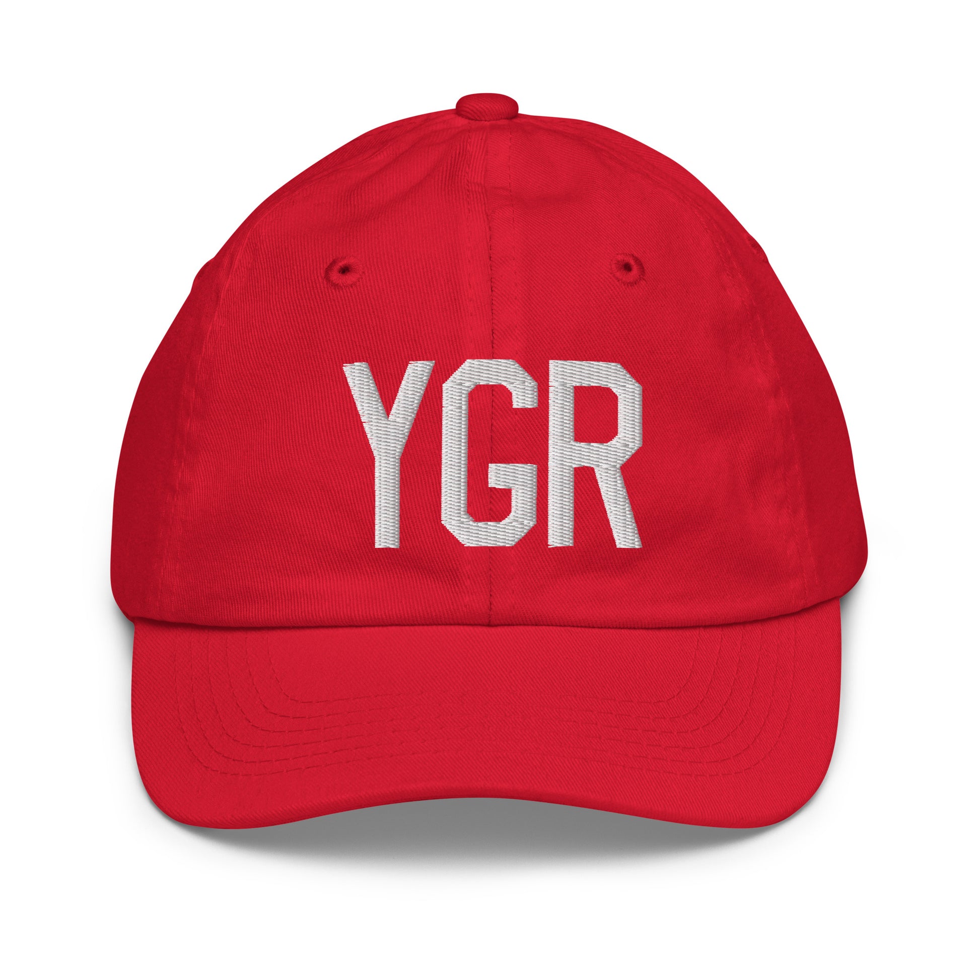 Airport Code Kid's Baseball Cap - White • YGR Îles-de-la-Madeleine • YHM Designs - Image 17
