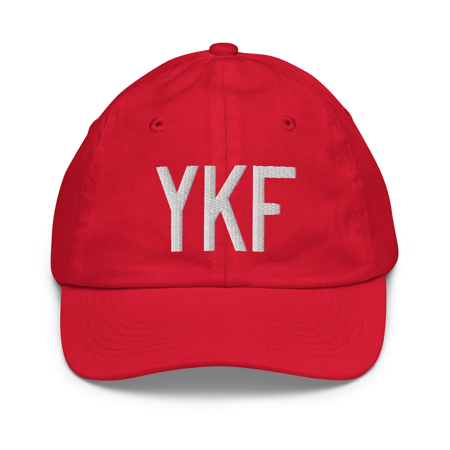 Airport Code Kid's Baseball Cap - White • YKF Waterloo • YHM Designs - Image 17