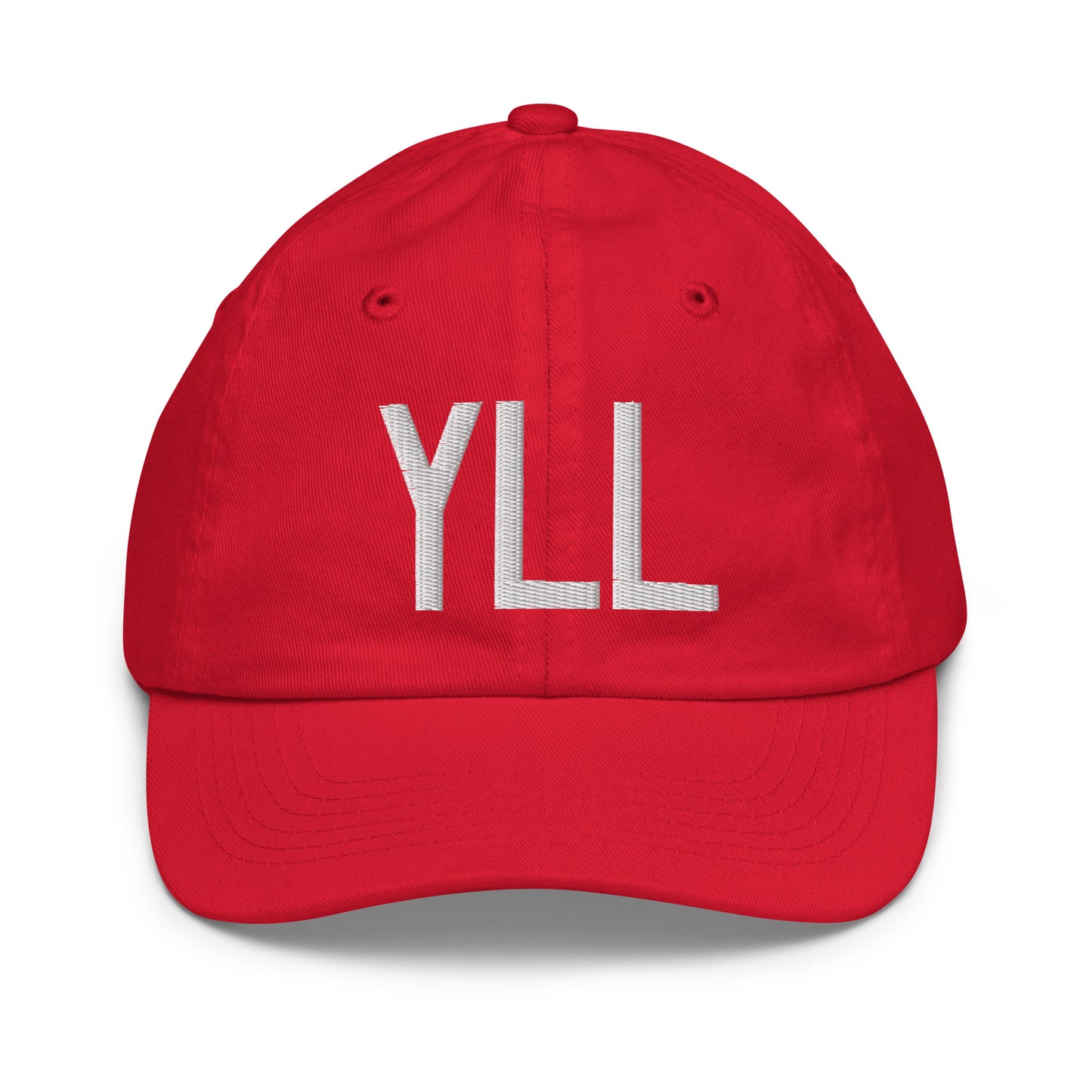 Airport Code Kid's Baseball Cap - White • YLL Lloydminster • YHM Designs - Image 17