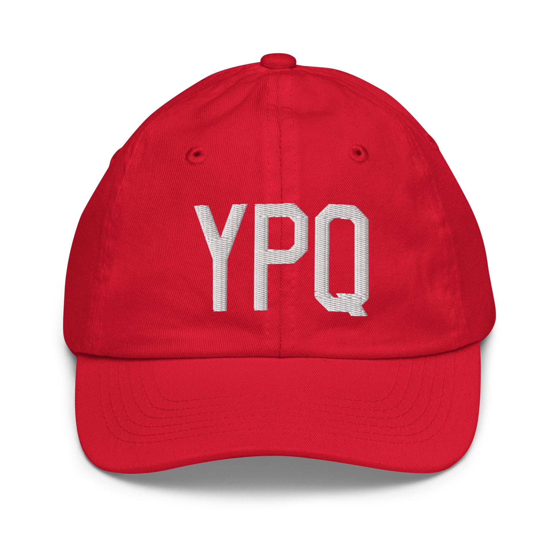 Airport Code Kid's Baseball Cap - White • YPQ Peterborough • YHM Designs - Image 17