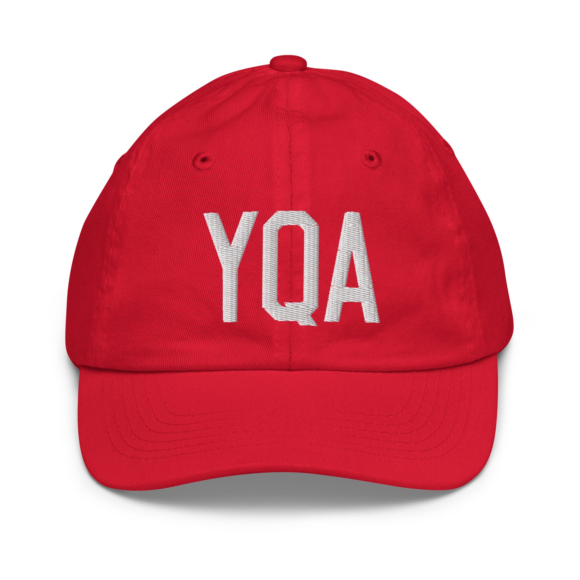 Airport Code Kid's Baseball Cap - White • YQA Muskoka • YHM Designs - Image 17