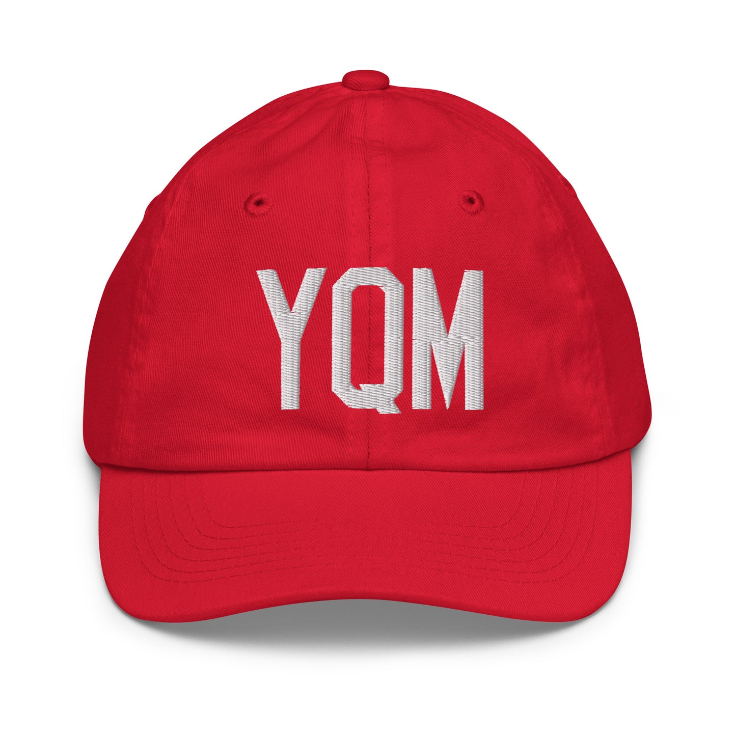 Airport Code Kid's Baseball Cap - White • YQM Moncton • YHM Designs - Image 17