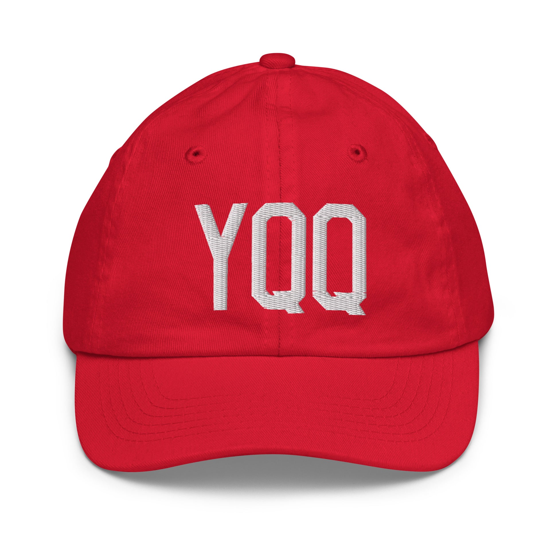 Airport Code Kid's Baseball Cap - White • YQQ Comox • YHM Designs - Image 17