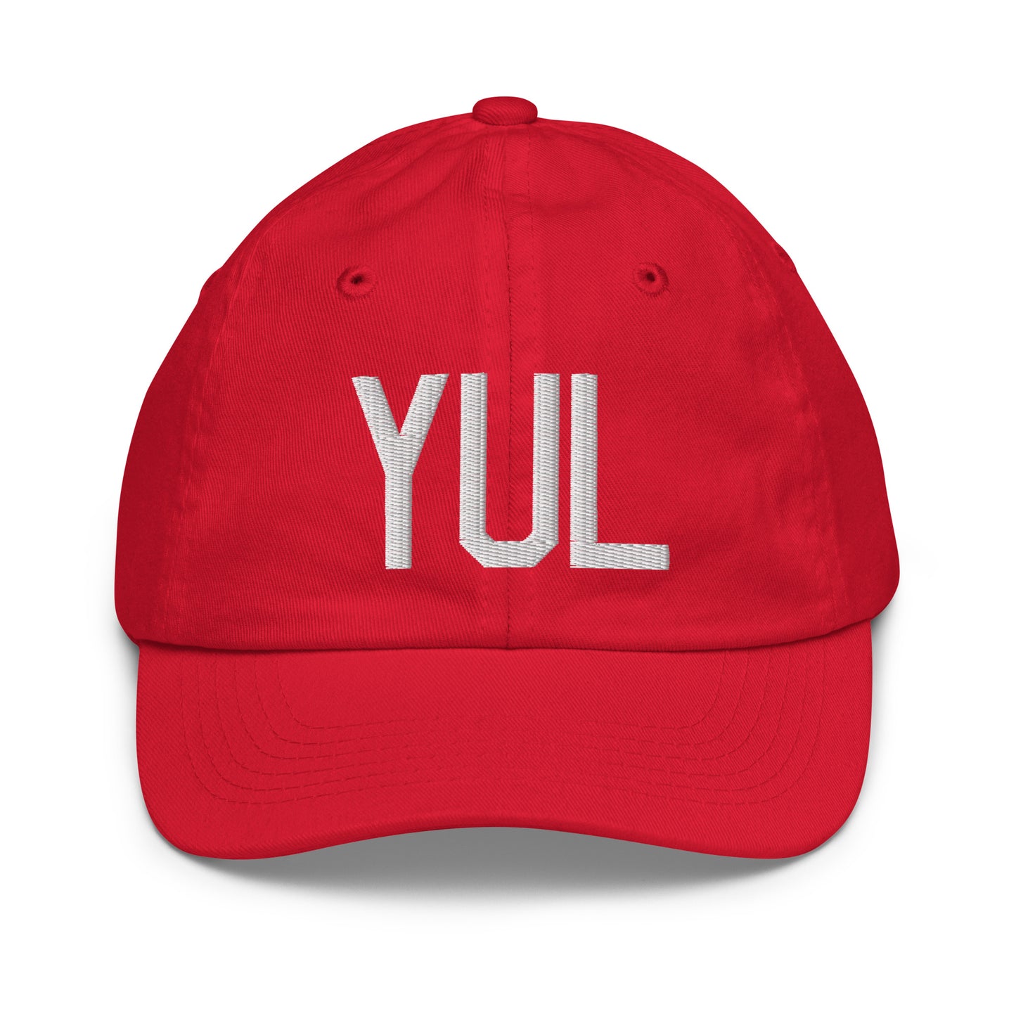 Airport Code Kid's Baseball Cap - White • YUL Montreal • YHM Designs - Image 17
