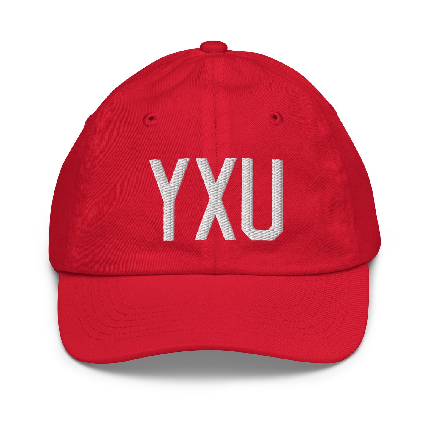 Airport Code Kid's Baseball Cap - White • YXU London • YHM Designs - Image 17