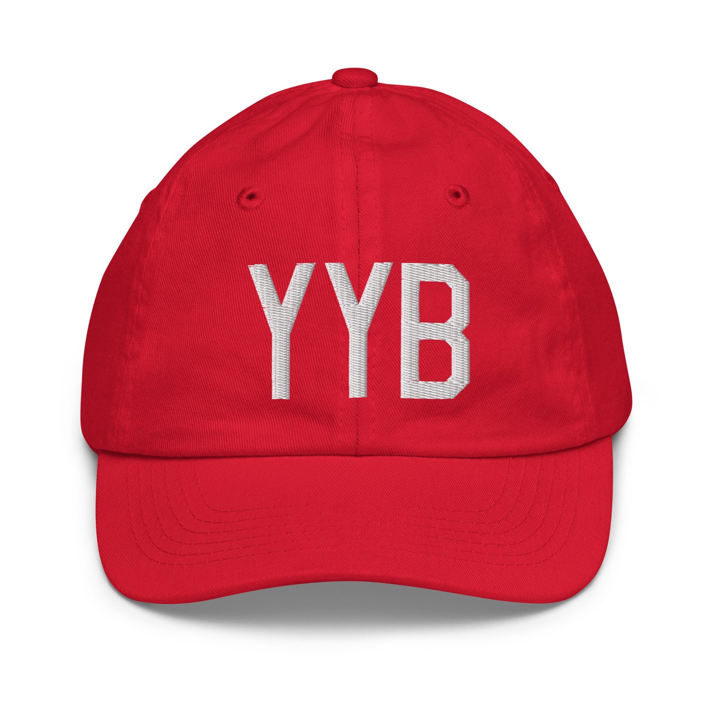 Airport Code Kid's Baseball Cap - White • YYB North Bay • YHM Designs - Image 17