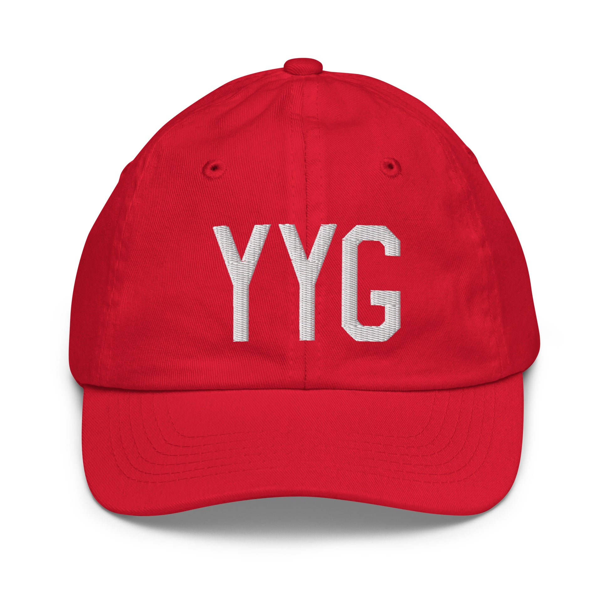 Airport Code Kid's Baseball Cap - White • YYG Charlottetown • YHM Designs - Image 17
