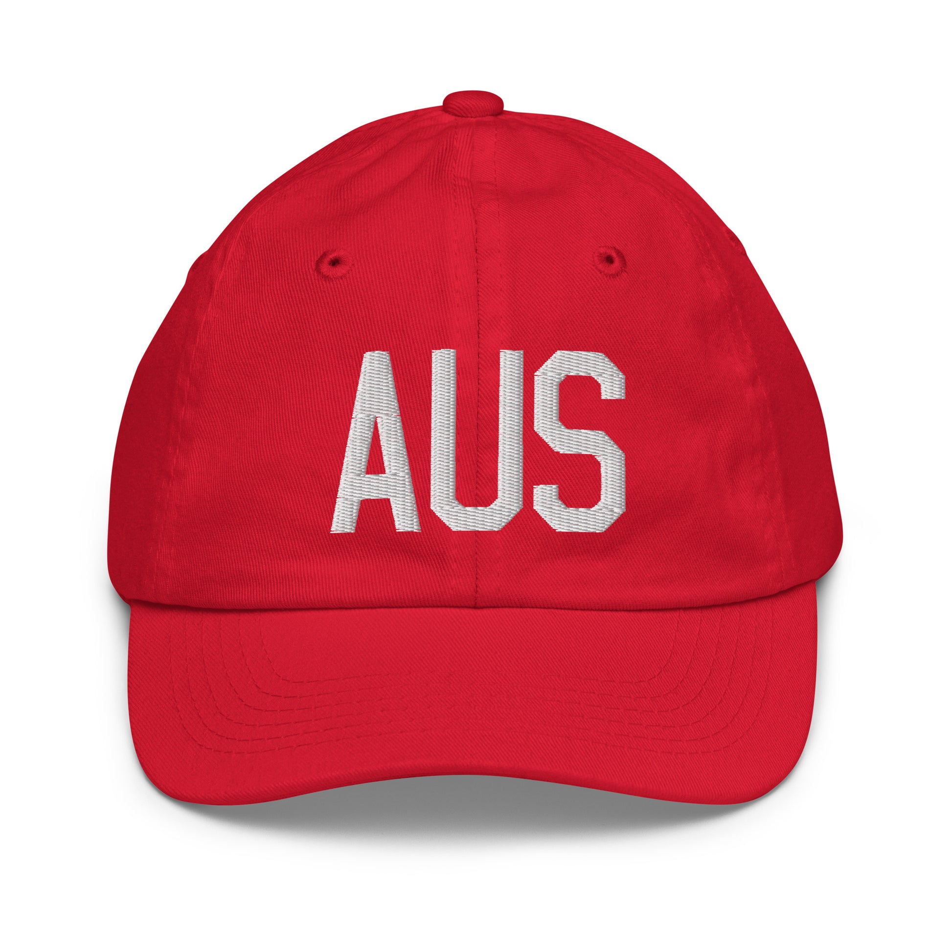 Airport Code Kid's Baseball Cap - White • AUS Austin • YHM Designs - Image 17