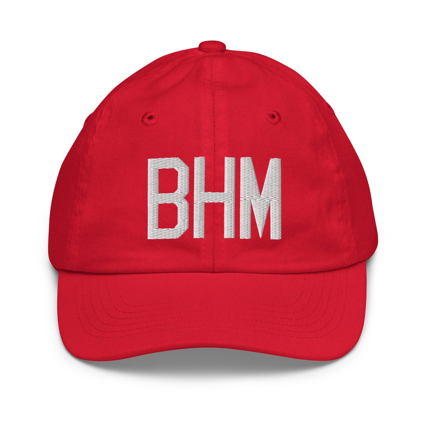 Airport Code Kid's Baseball Cap - White • BHM Birmingham • YHM Designs - Image 17