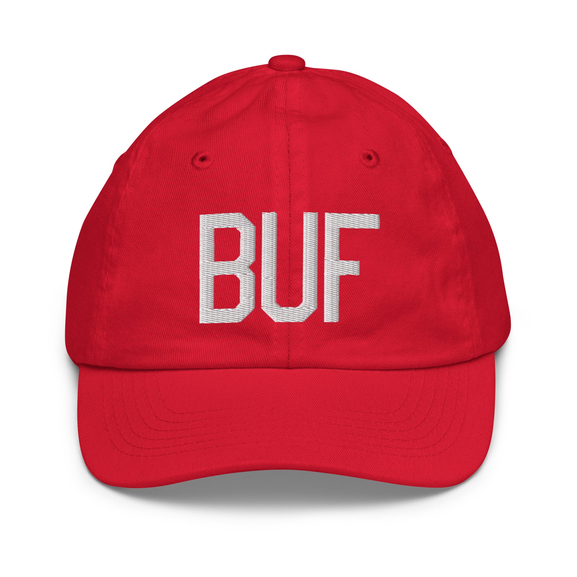 Airport Code Kid's Baseball Cap - White • BUF Buffalo • YHM Designs - Image 17
