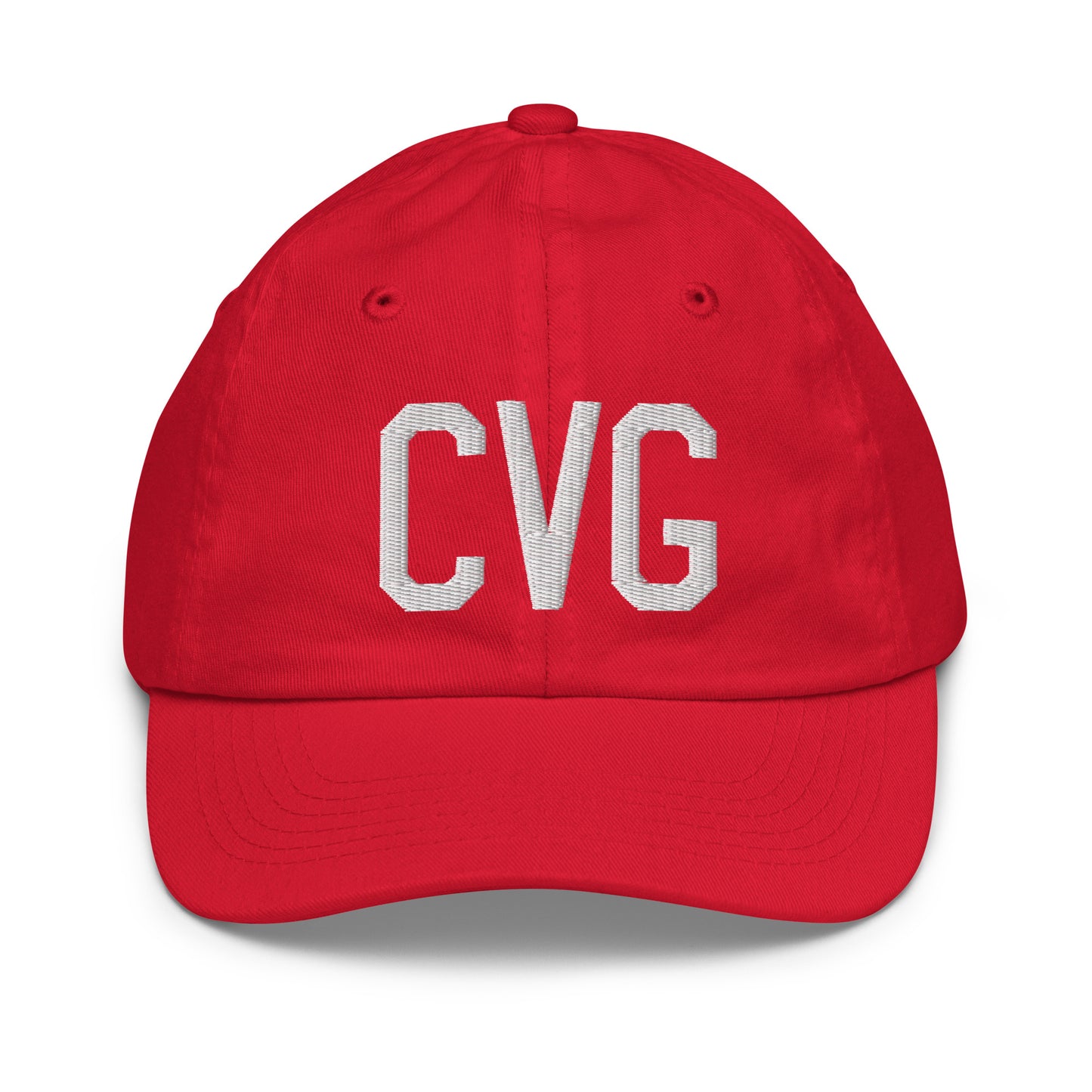 Airport Code Kid's Baseball Cap - White • CVG Cincinnati • YHM Designs - Image 17