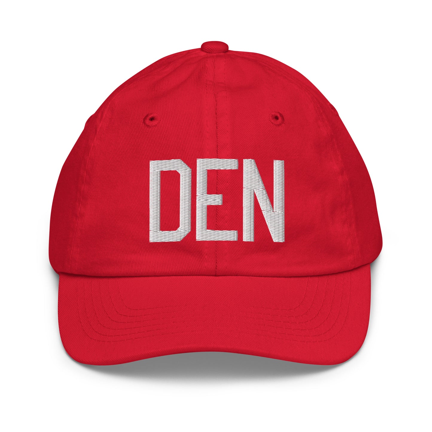 Airport Code Kid's Baseball Cap - White • DEN Denver • YHM Designs - Image 17