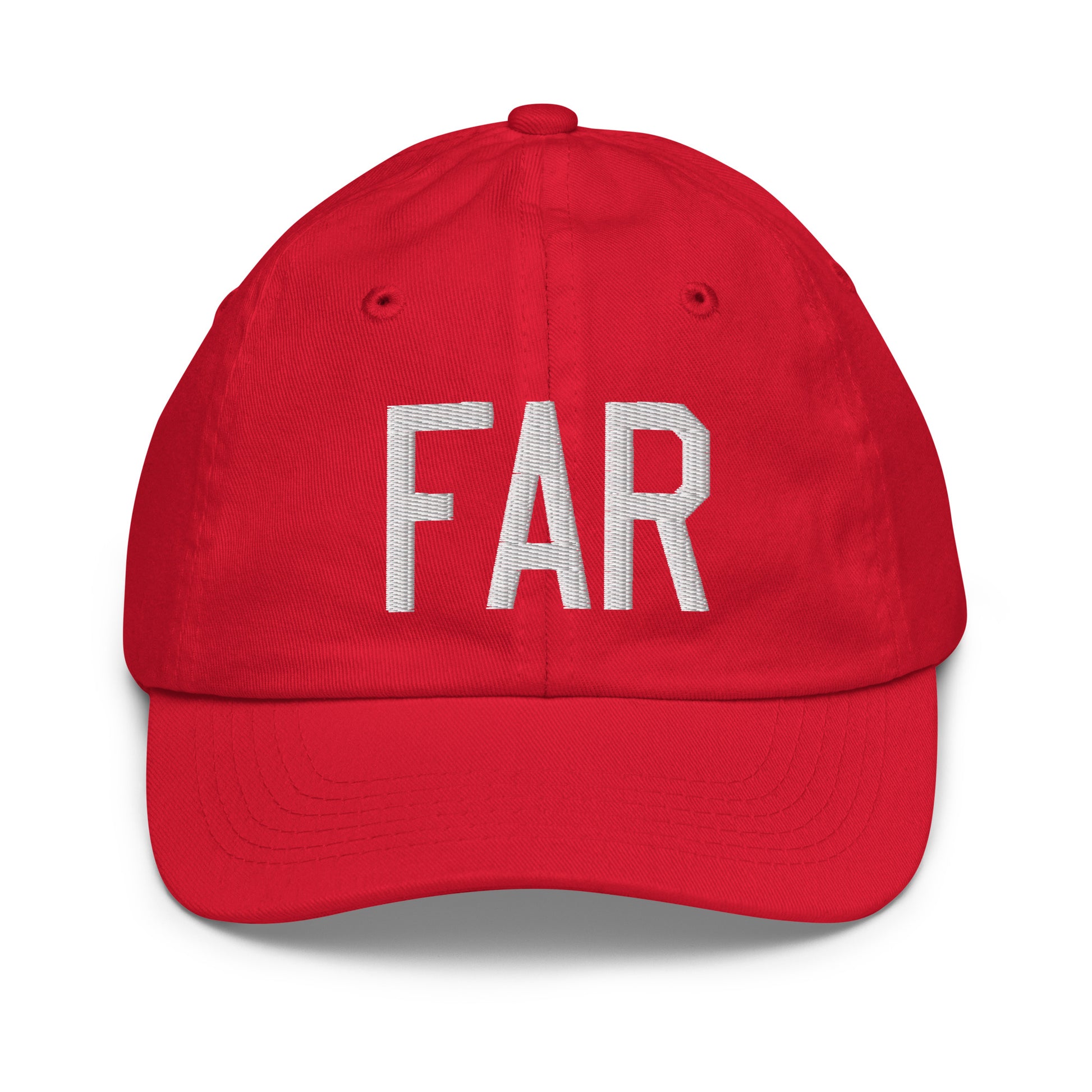 Airport Code Kid's Baseball Cap - White • FAR Fargo • YHM Designs - Image 17