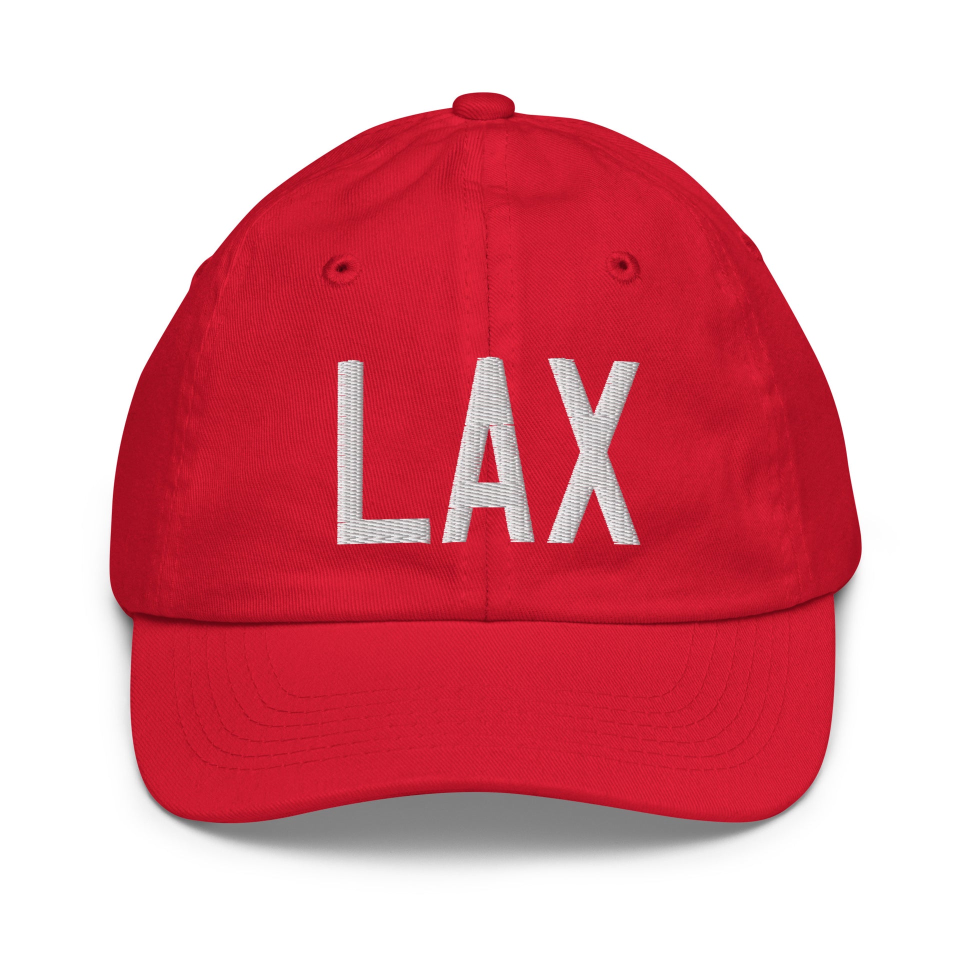 Airport Code Kid's Baseball Cap - White • LAX Los Angeles • YHM Designs - Image 17