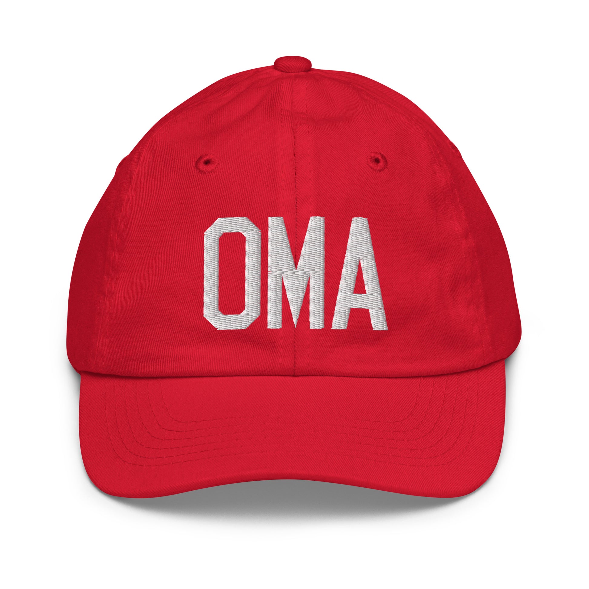 Airport Code Kid's Baseball Cap - White • OMA Omaha • YHM Designs - Image 17