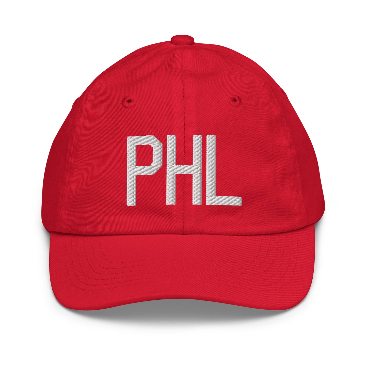 Airport Code Kid's Baseball Cap - White • PHL Philadelphia • YHM Designs - Image 17