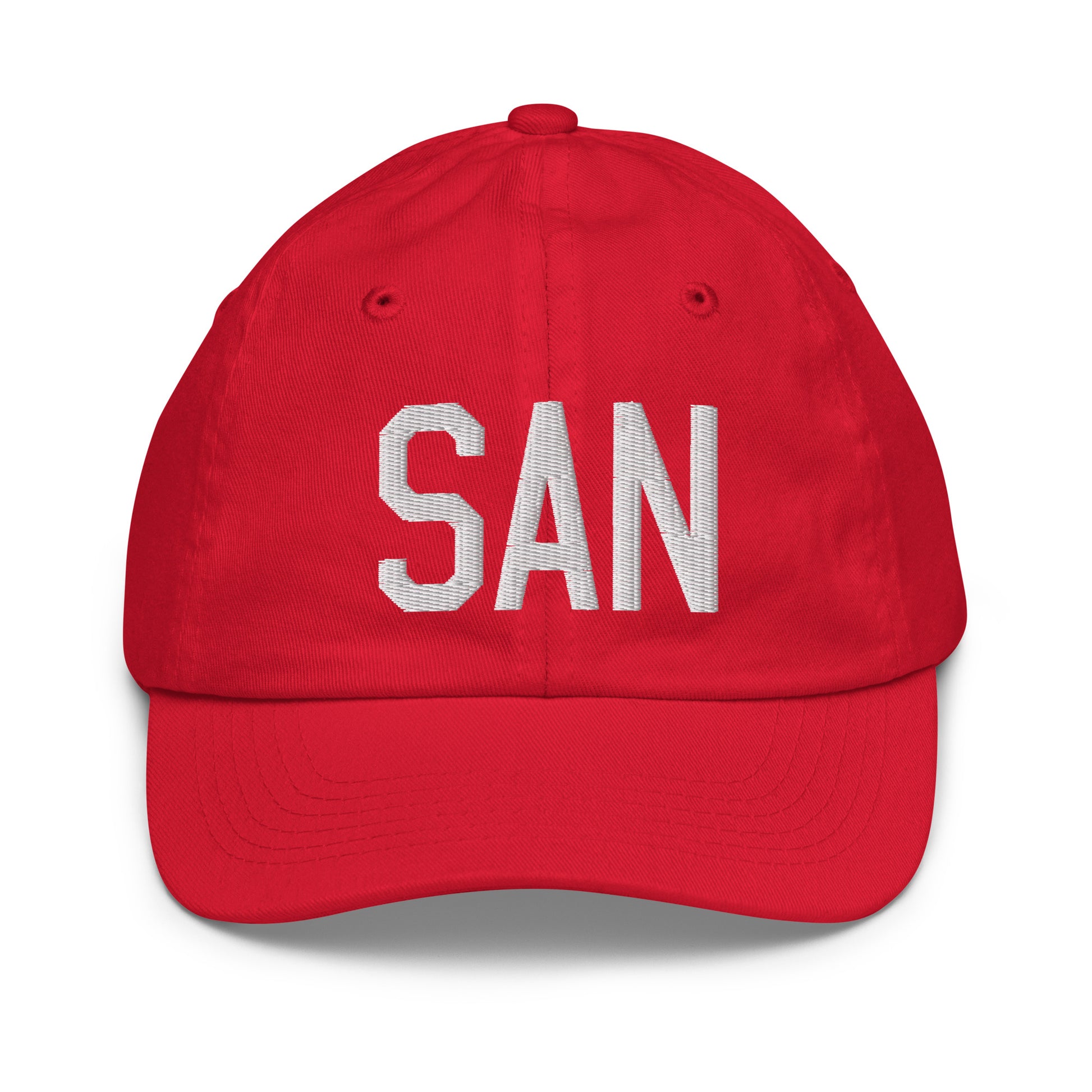 Airport Code Kid's Baseball Cap - White • SAN San Diego • YHM Designs - Image 17