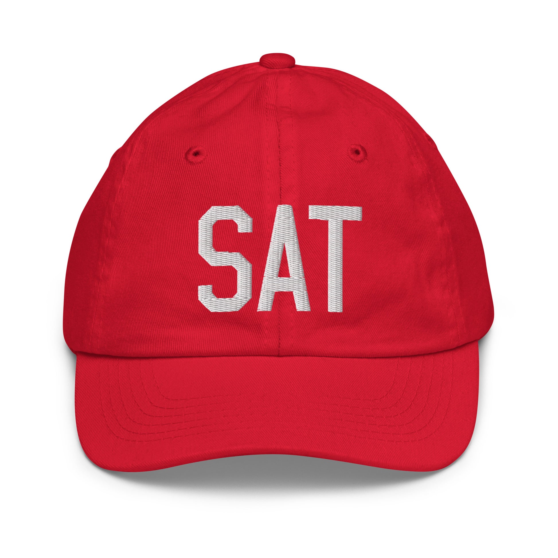 Airport Code Kid's Baseball Cap - White • SAT San Antonio • YHM Designs - Image 17
