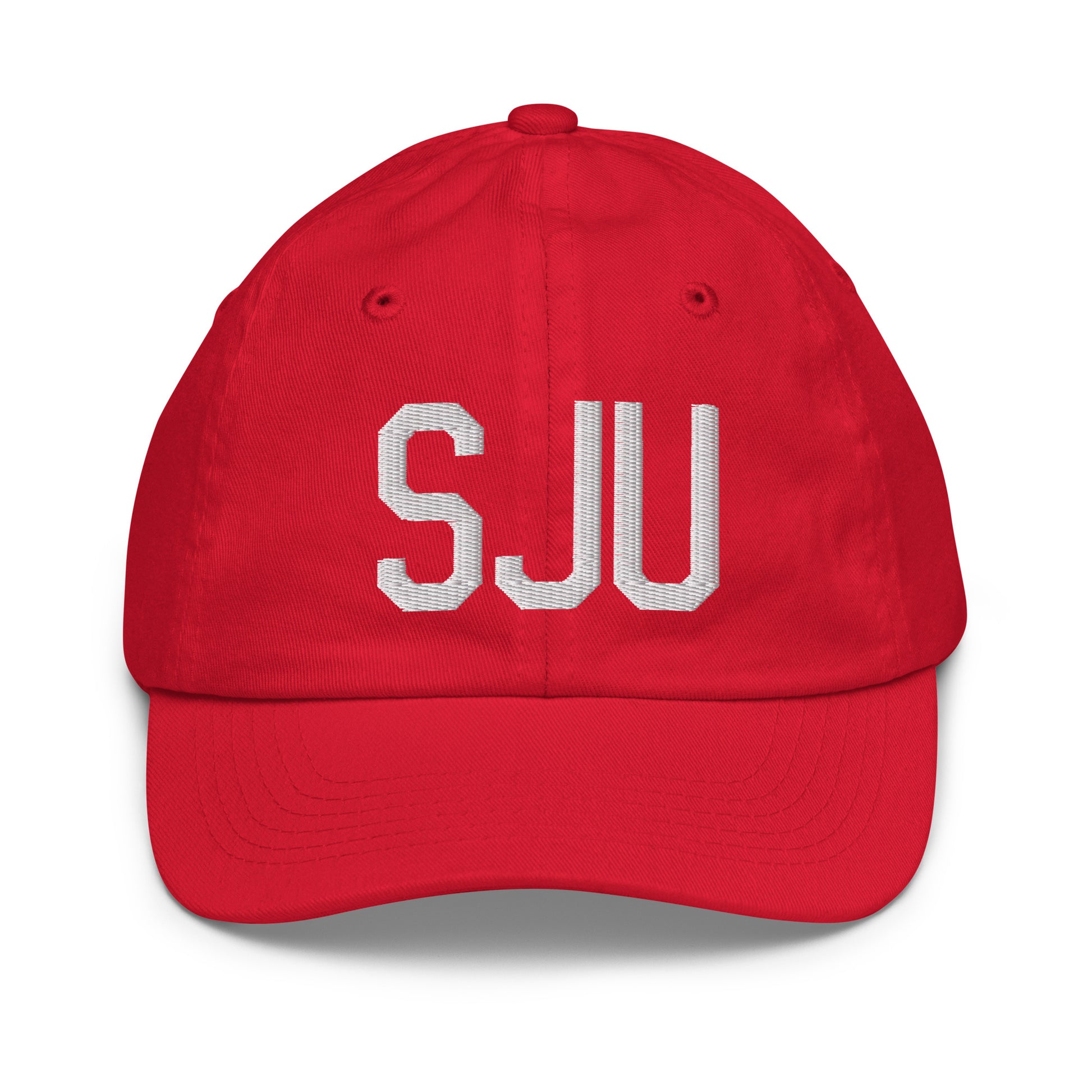 Airport Code Kid's Baseball Cap - White • SJU San Juan • YHM Designs - Image 17