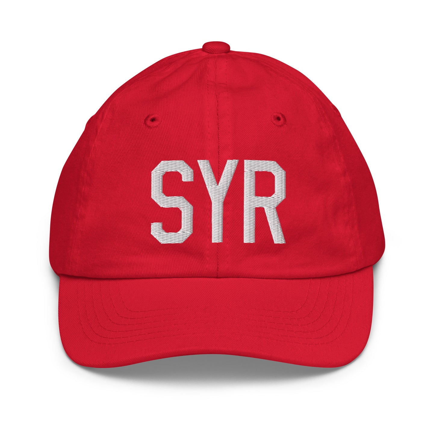 Airport Code Kid's Baseball Cap - White • SYR Syracuse • YHM Designs - Image 17